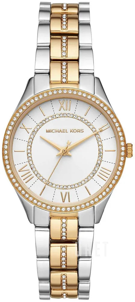 Michael Kors Two-tone, crystal bezel, white dial