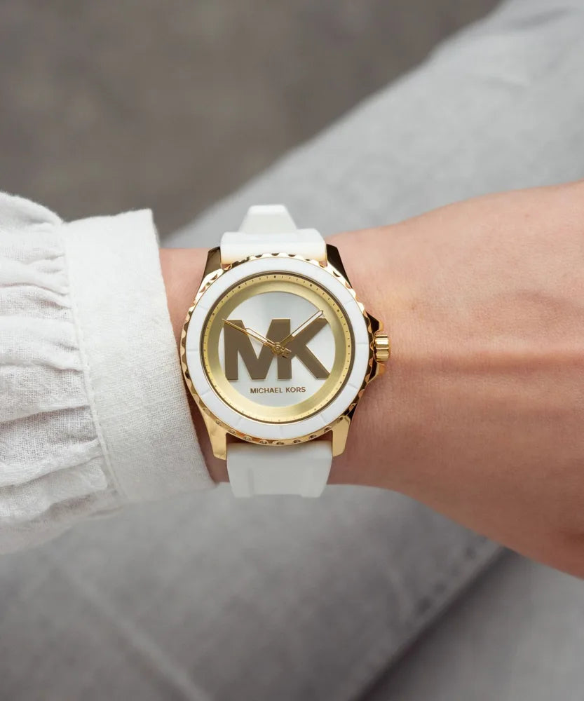 Michael Kors White MK logo, silicone strap