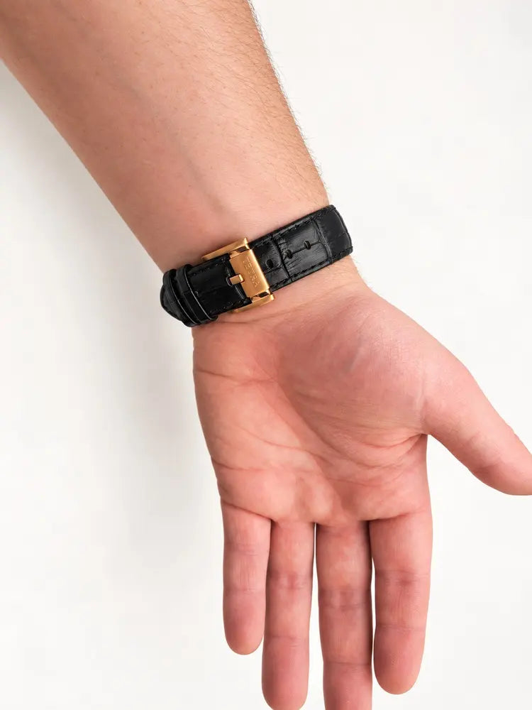 Tetra Torino Classico chronograph, rose gold & black leather