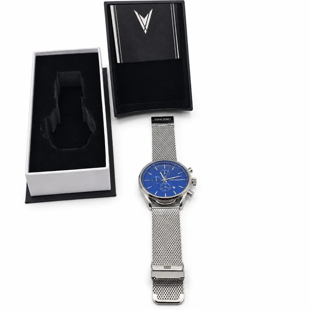 Vincero Chrono S, blue dial, silver mesh