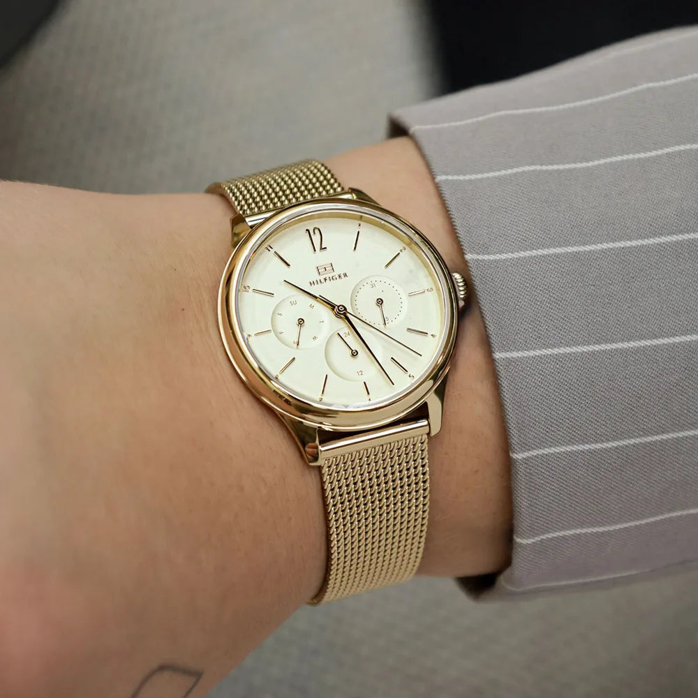 Tommy Hilfiger Rose-gold mesh multifunction